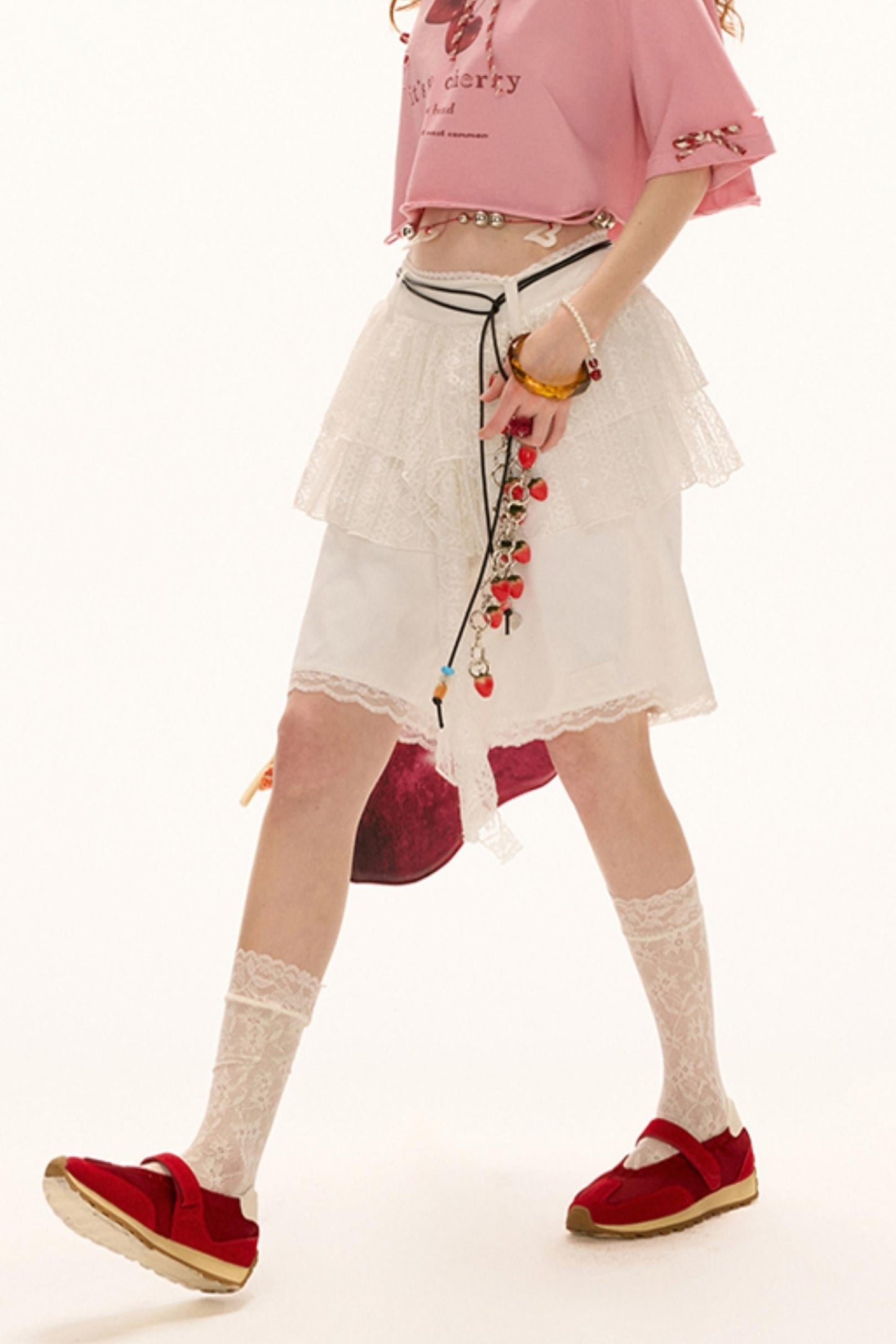 White Lace Layered Casual Shorts