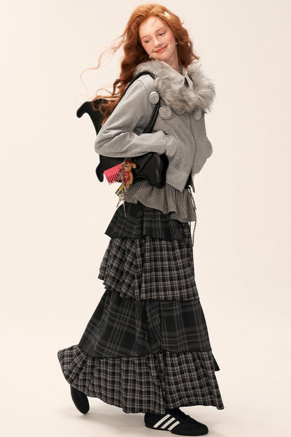 可拆卸毛领双拉链外套