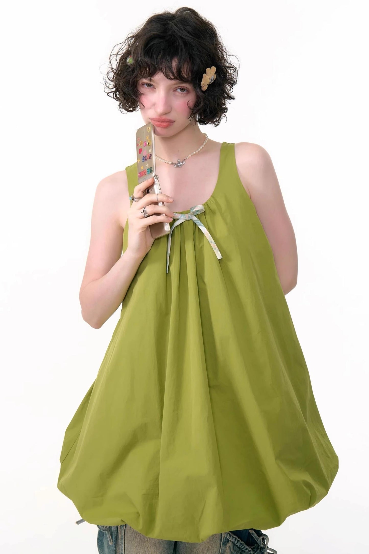 Green Bud Sleeveless Dress