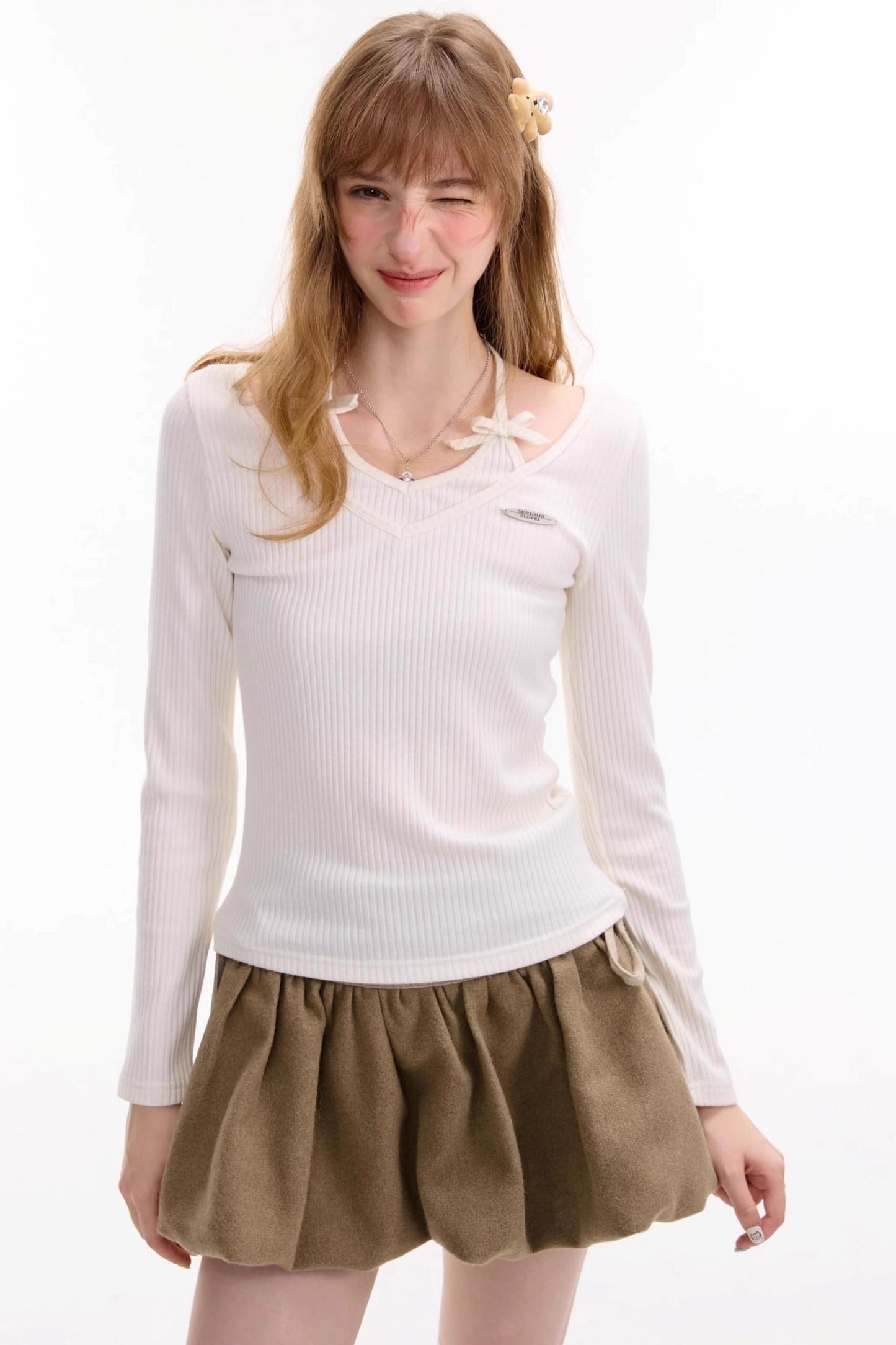 Autumn Bow Halterneck Slimming Top