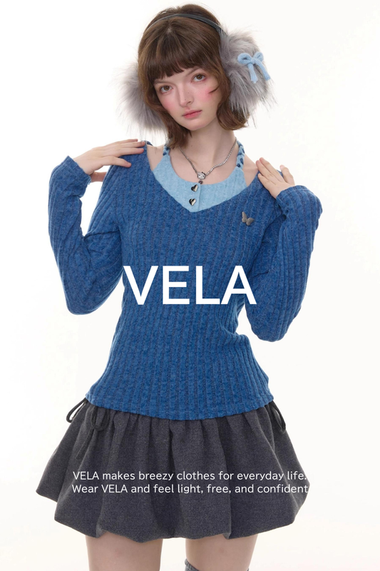 Autumn Slim Halterneck Knit Top