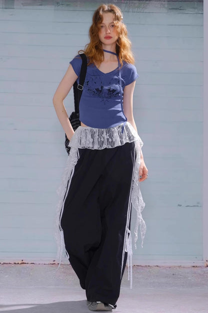 Retro Draped Wide-Leg Sweatpants