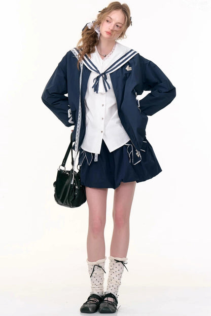 Autumn Winter Dark Blue Jacket