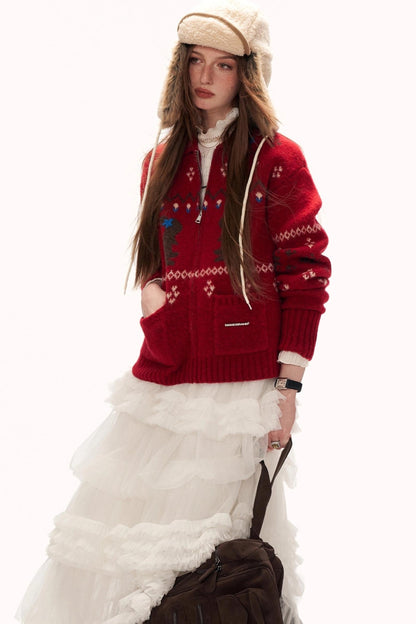 Snowflake Rabbit Knit Cardigan