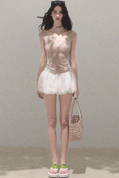 Floral Peplum Culottes Skirt Set