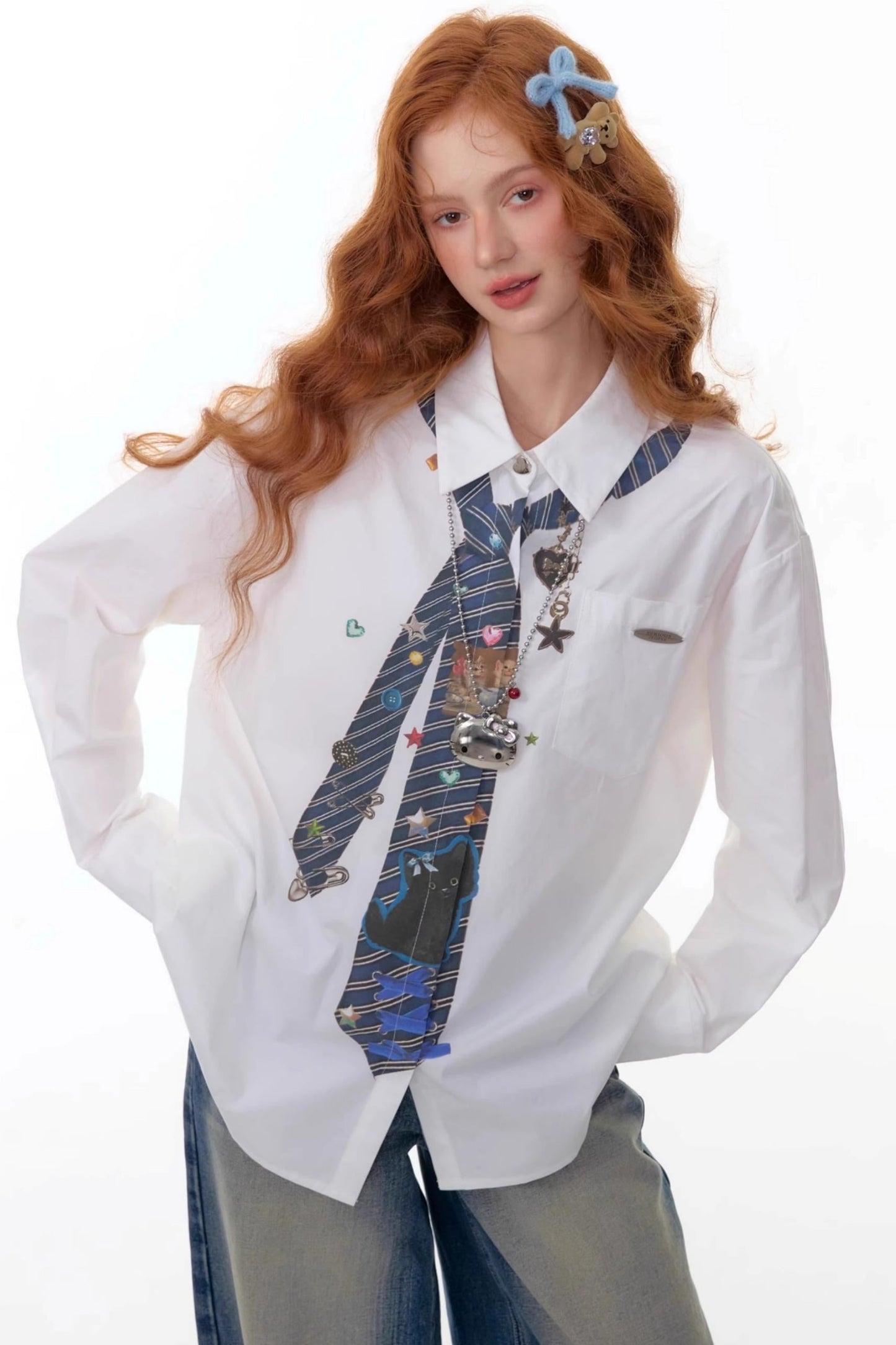 Retro Design Tie Print Shirt