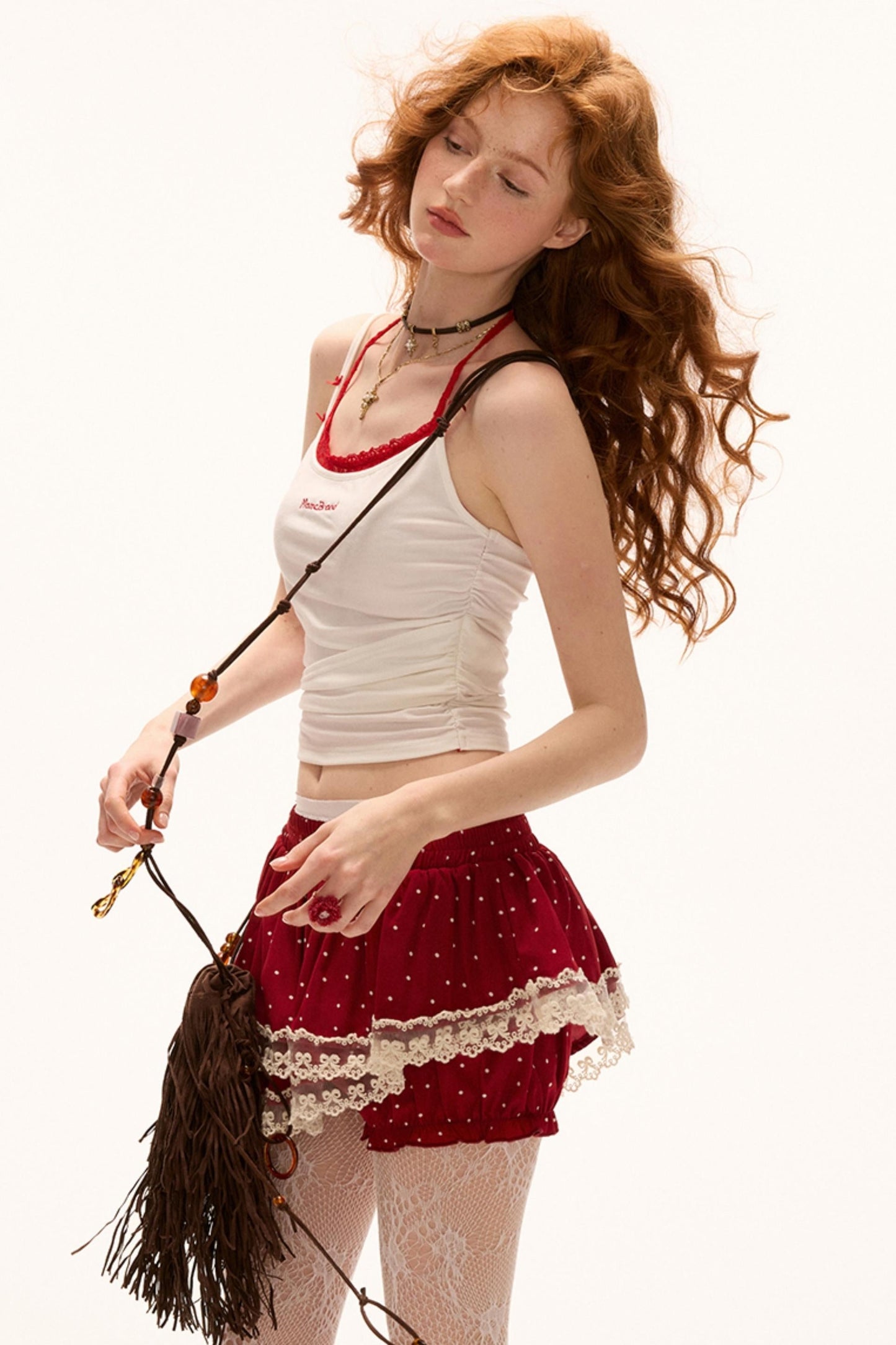 Lace Bow Camisole White Top