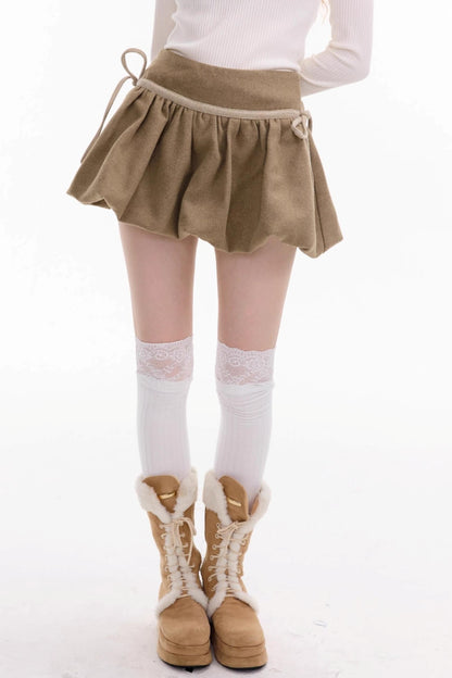 Autumn High Waisted Woolen A Line Skirt