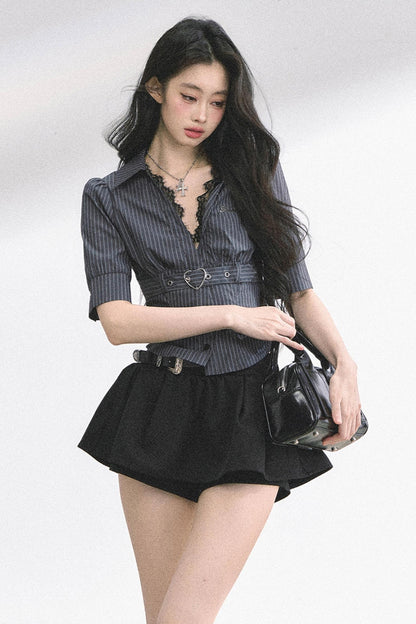 French V-Neck Lace Top