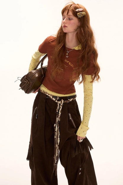 Unique Polka Dot Hooded Long Sleeve T-Shirt