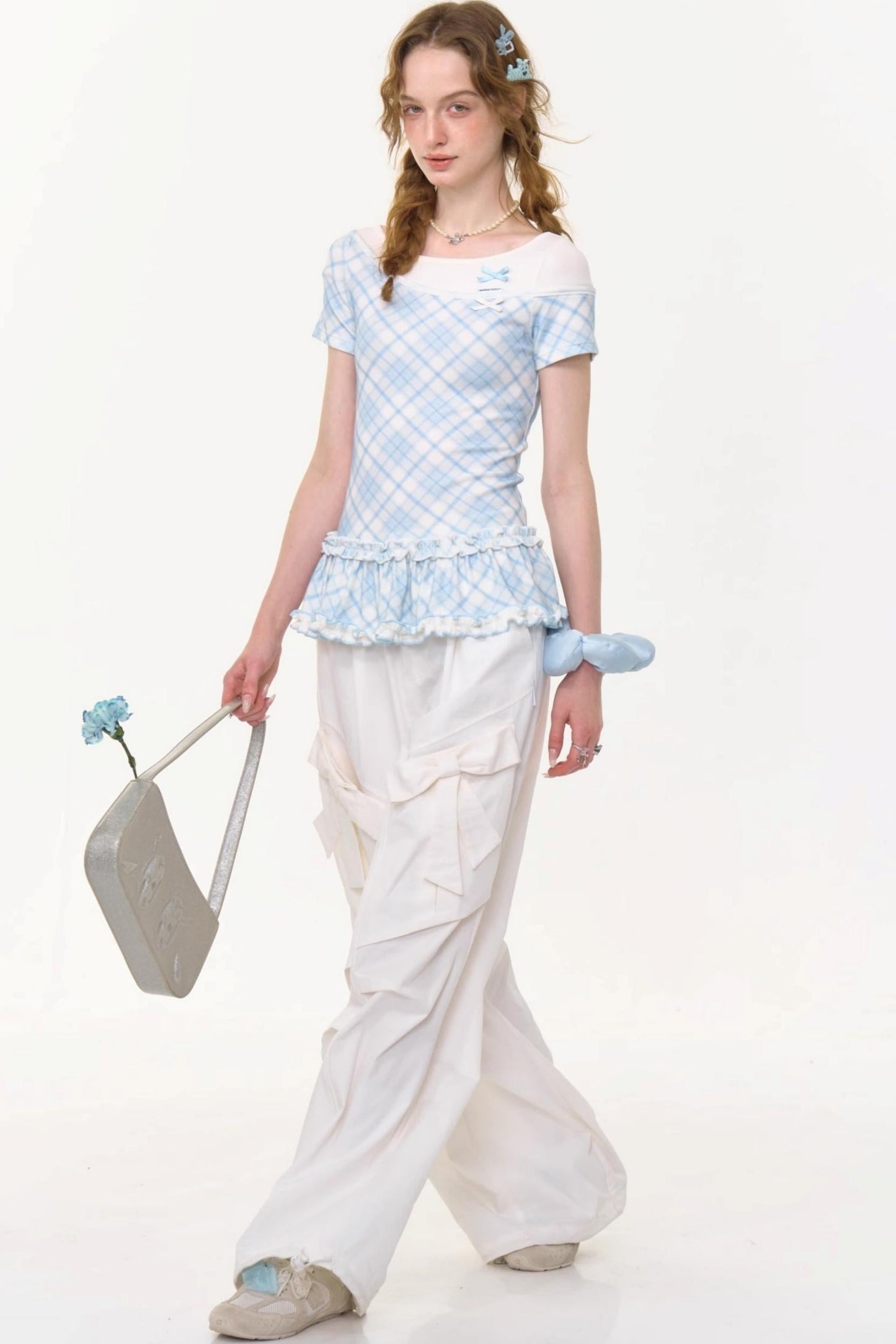 Retro White High-Waist Wide-Leg Pants