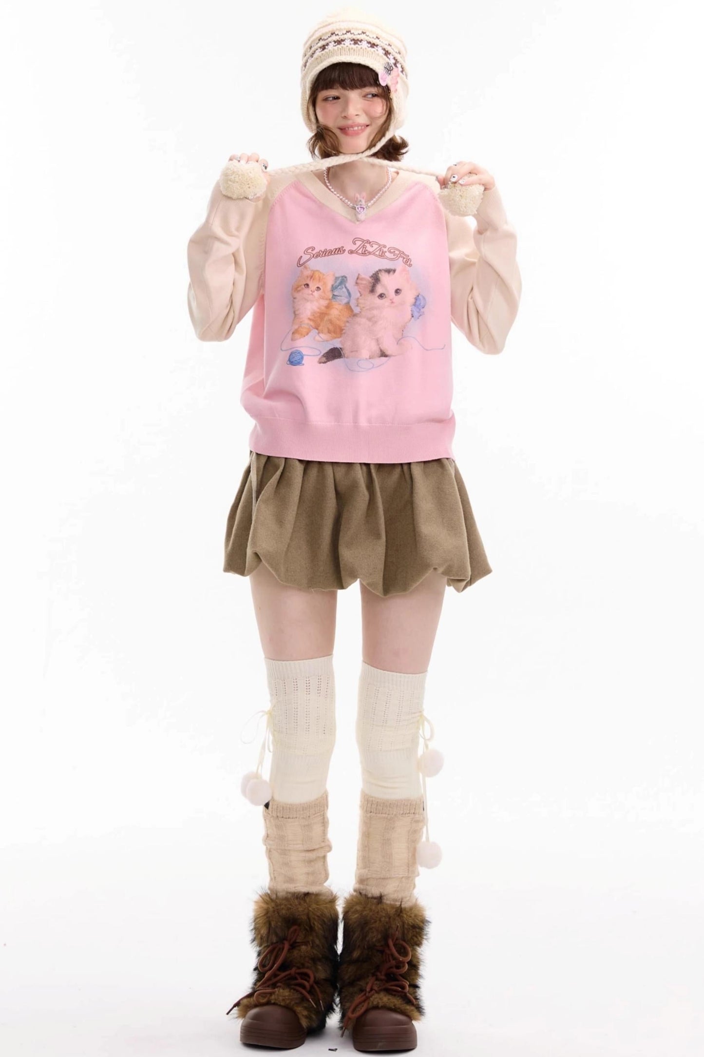 Autumn High Waisted Woolen A Line Skirt