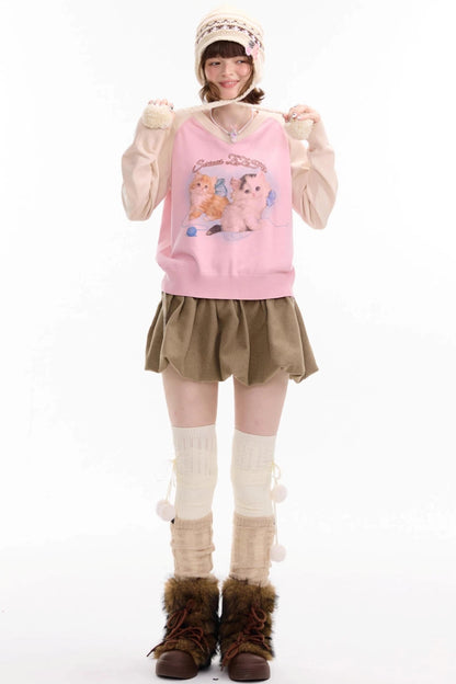 Autumn High Waisted Woolen A Line Skirt