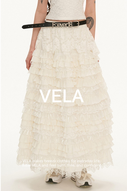 Cake Lace Long Midi Skirt