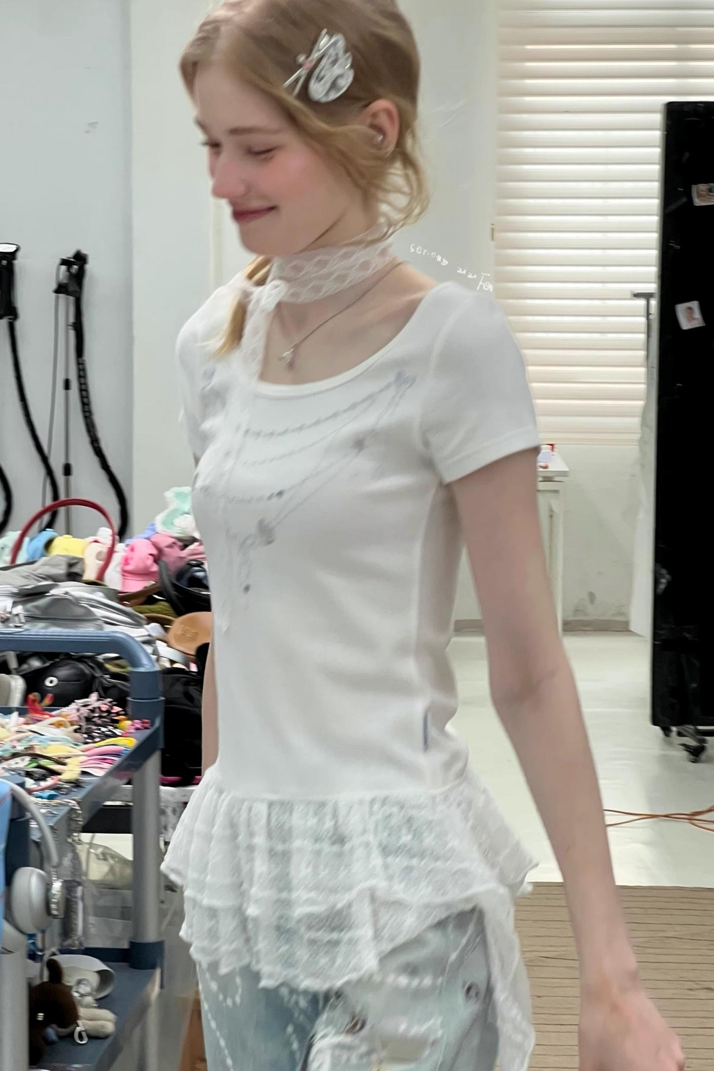 Vintage Chain Pleated Tee