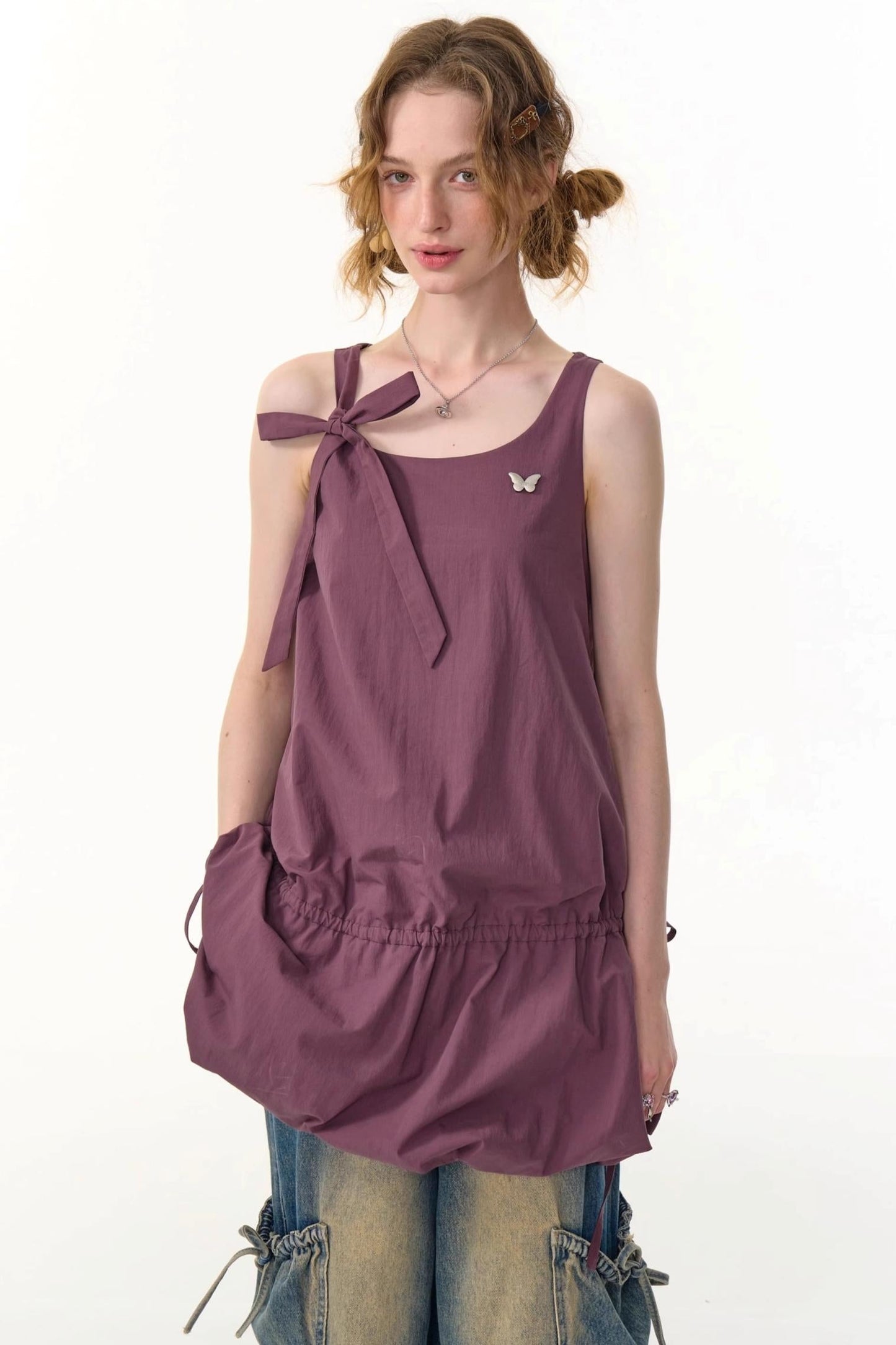 Retro Floral Purple Camisole Dress