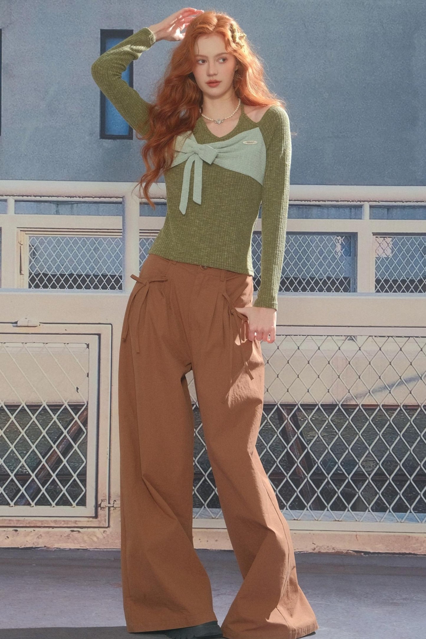 Patchwork Halterneck Knitted Top