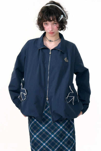 Autumn Winter Dark Blue Jacket