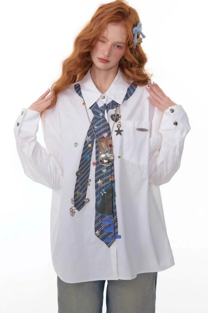 Retro Design Tie Print Shirt