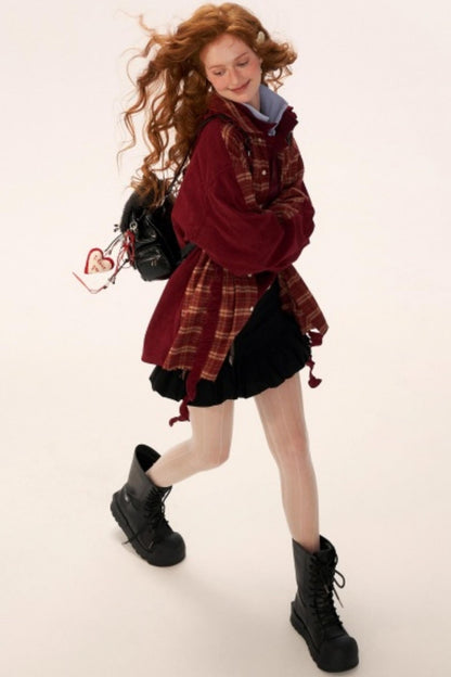 Vintage Patchwork Casual Plaid Shirt