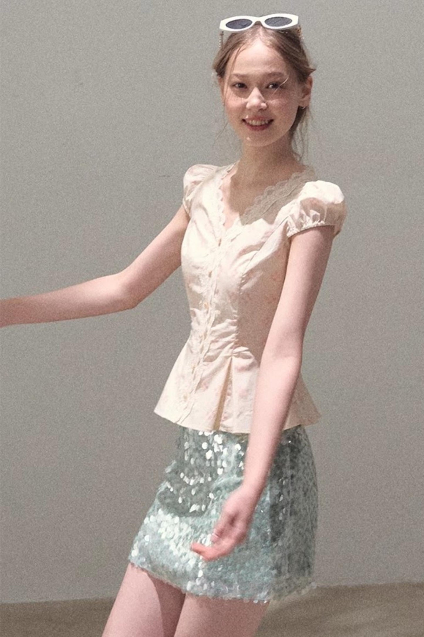 Dual-Color Sequin A-Line Mini Skirt