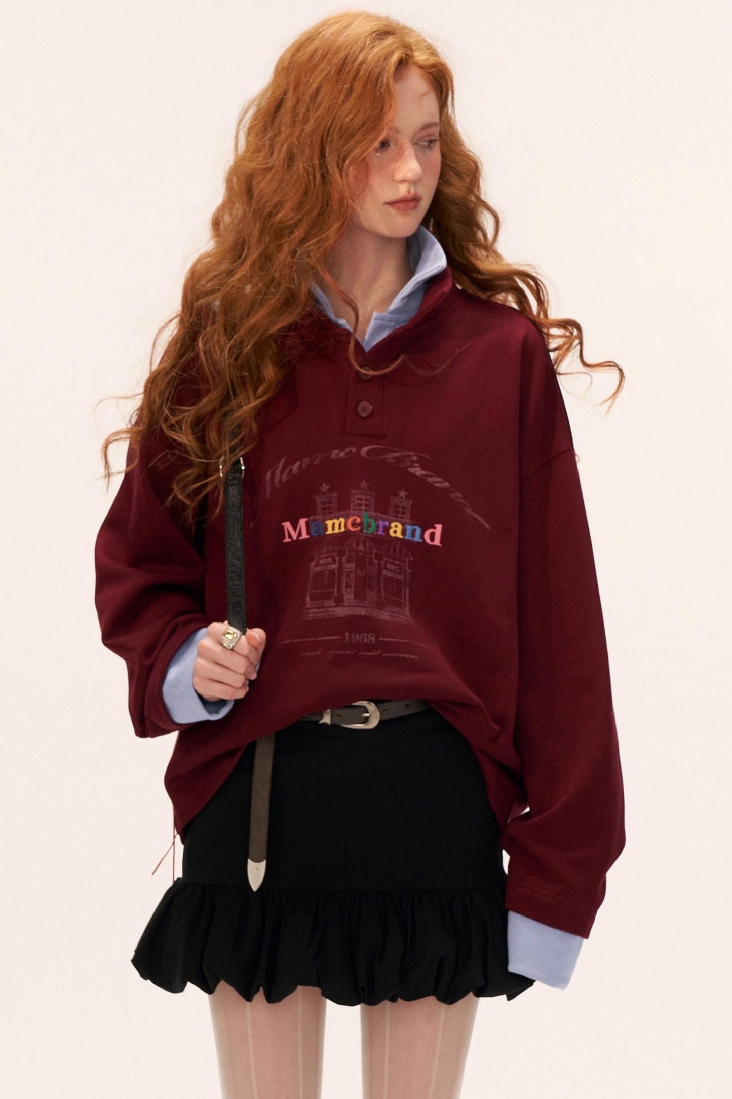 Button Lapel Polo Sweatshirt