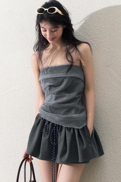 Casual Slim Jacket & Wide Lace Pants Set-Up