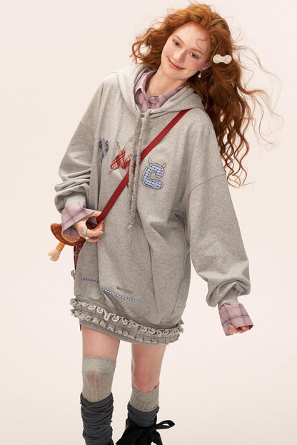 Patch Plaid Hooded Dress