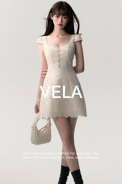 Cream White Slim Lace Dress