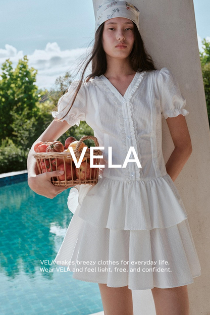 Blue Hour V-Neck Double-Sleeved Dress