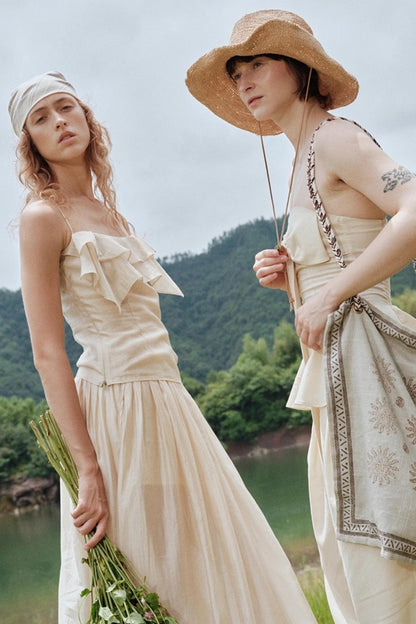 Summer Ruffled Camisole Skirt Set-Up