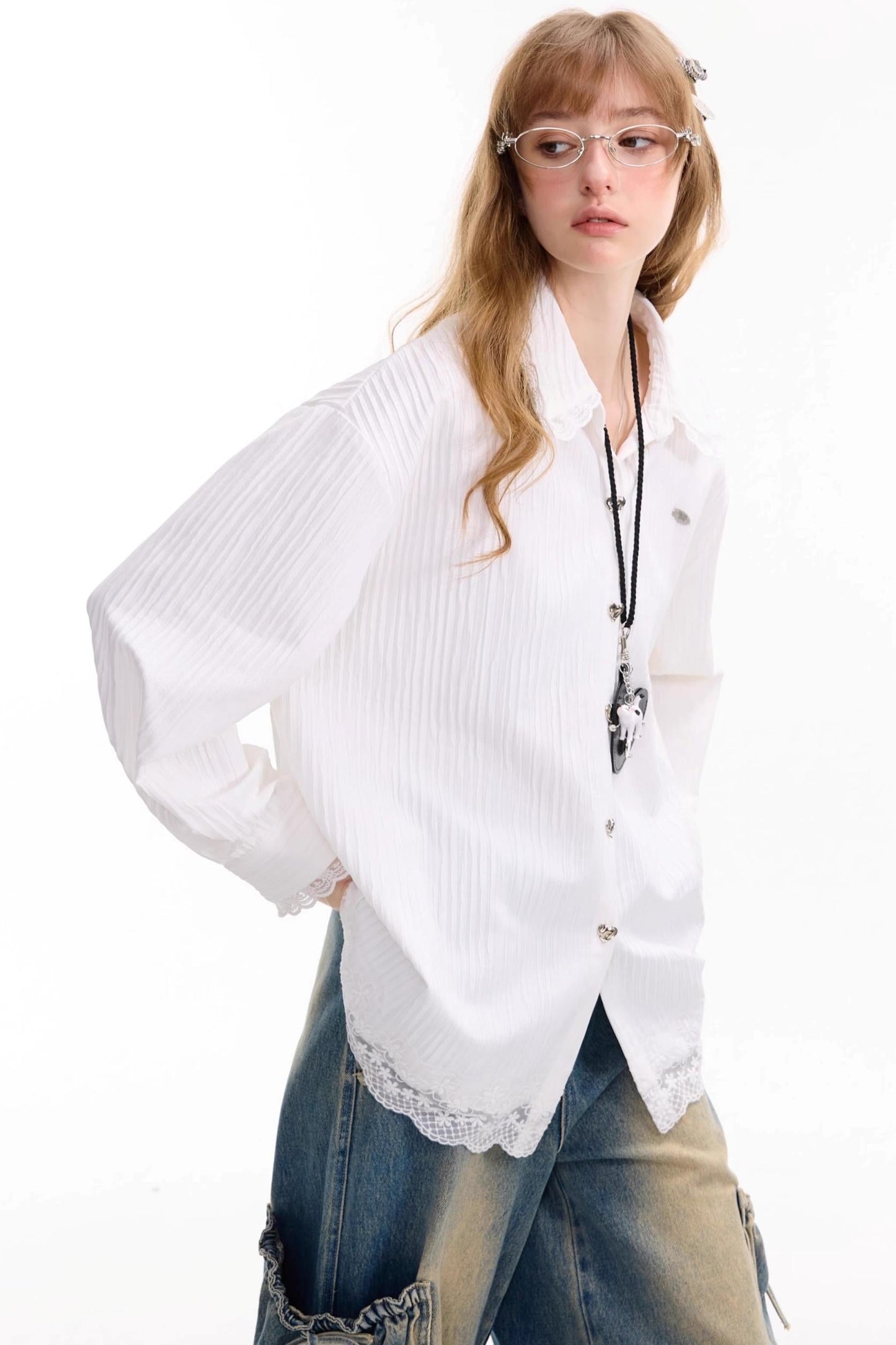 Autumn Lace Doll Collar Shirt