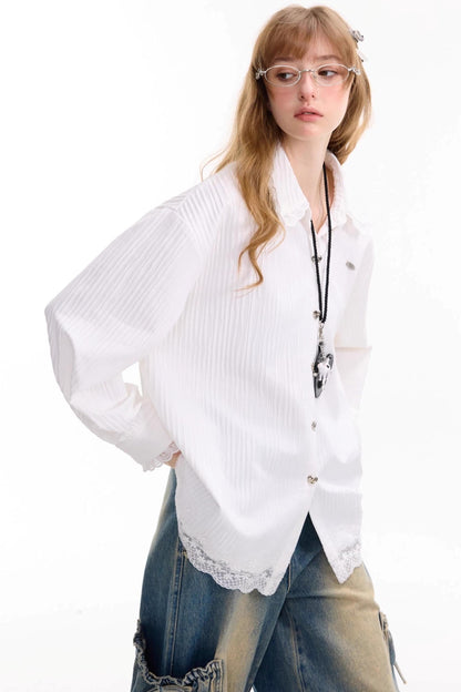 Autumn Lace Doll Collar Shirt