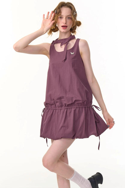 Retro Floral Purple Camisole Dress