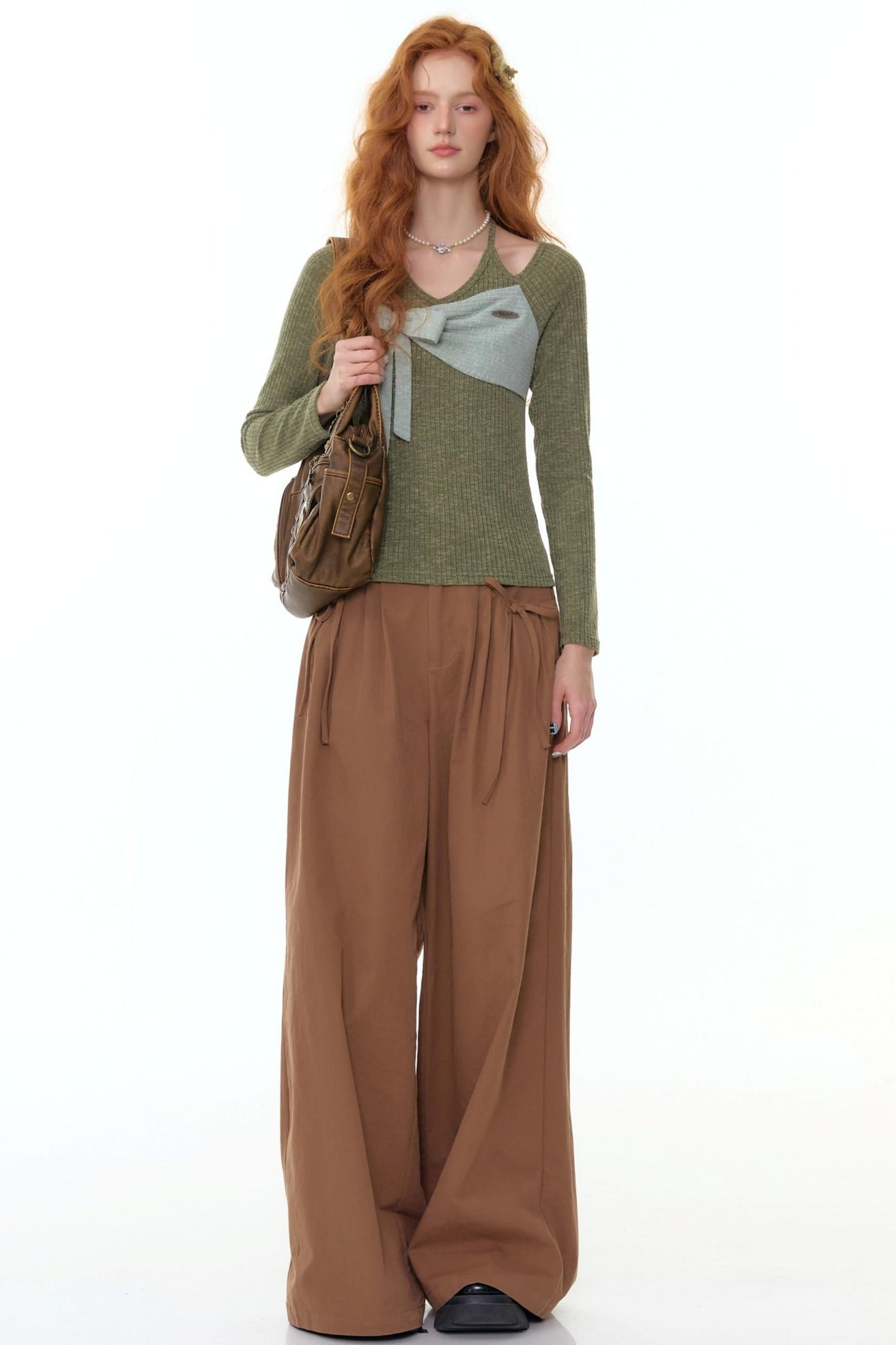 Patchwork Halterneck Knitted Top