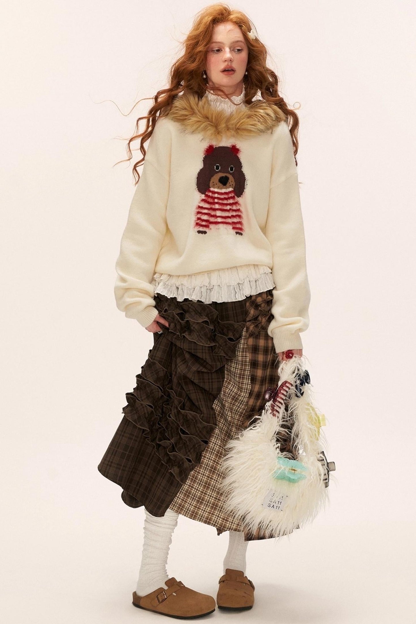 Patchwork Plaid Long Skirt