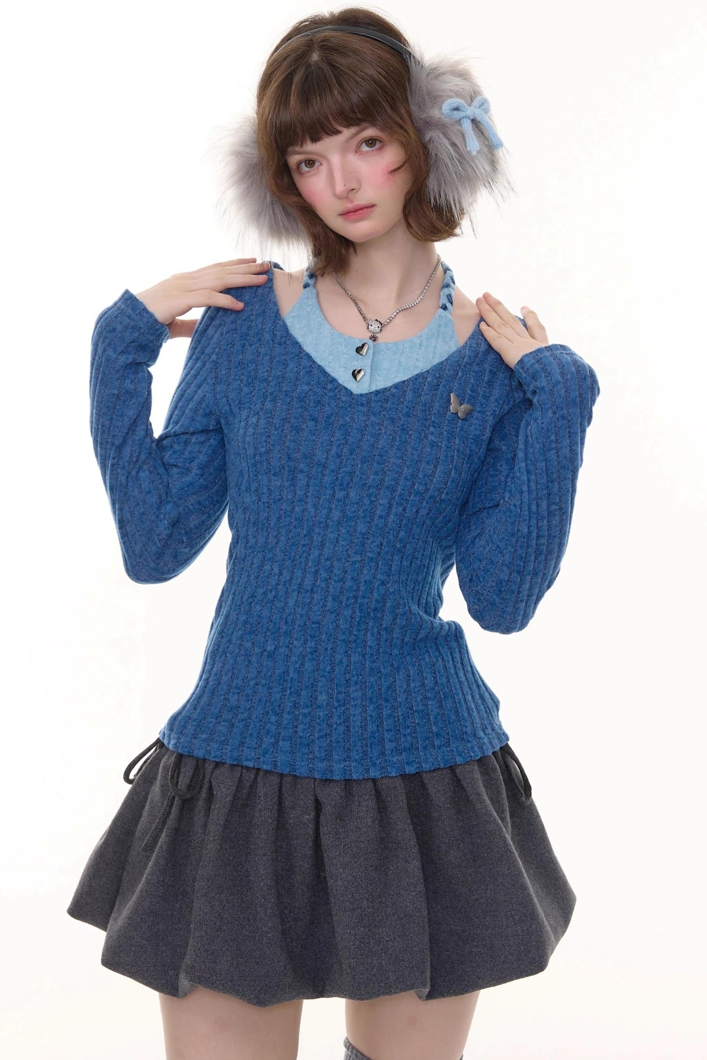 Autumn Slim Halterneck Knit Top