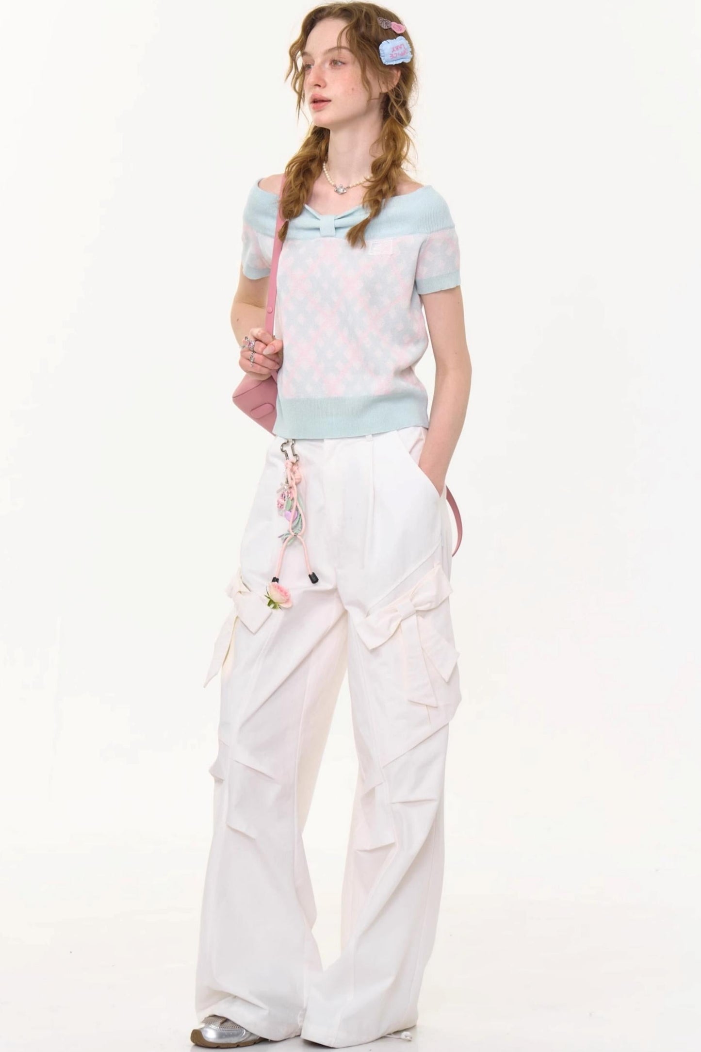Retro White High-Waist Wide-Leg Pants