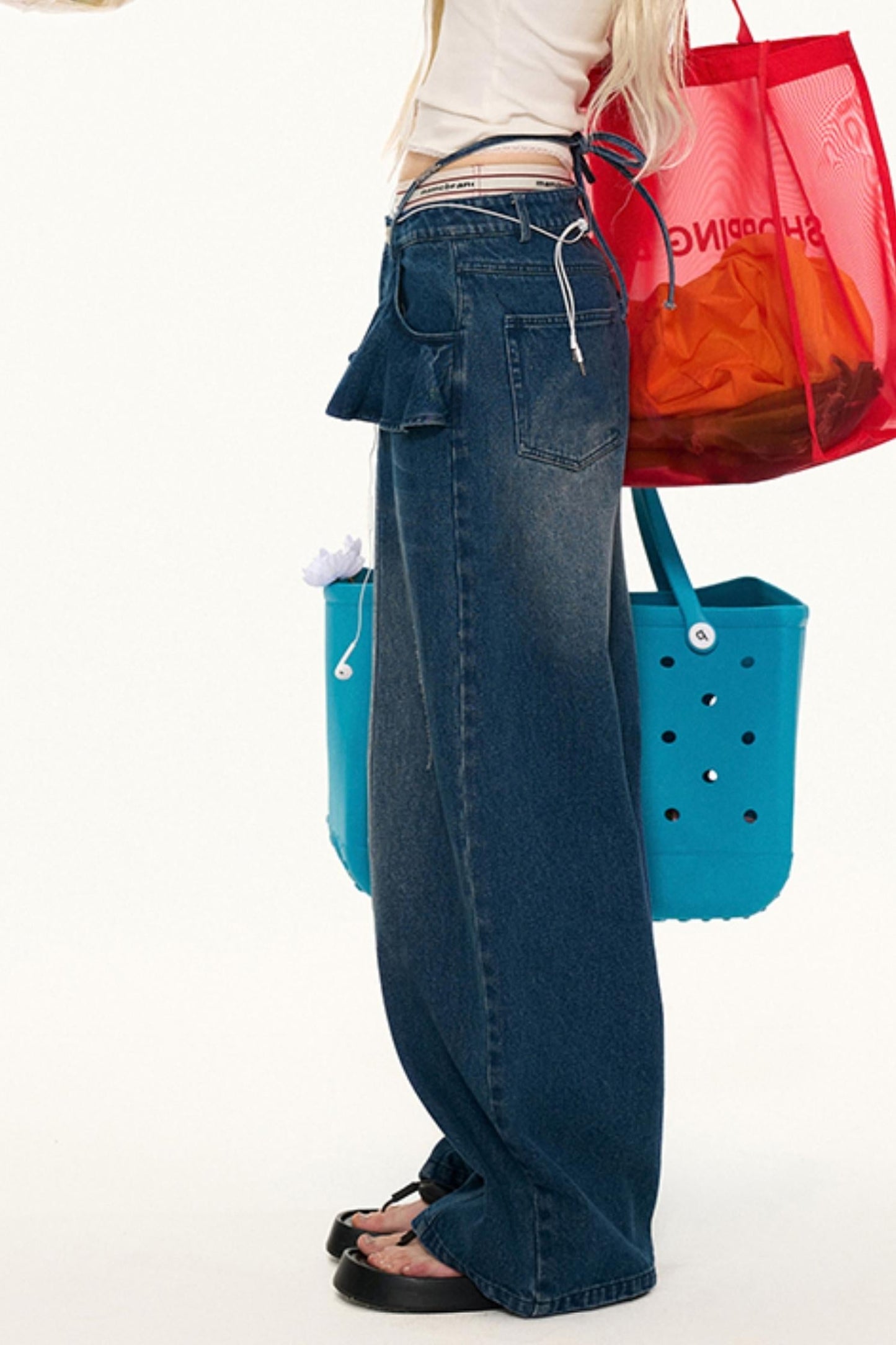 Vintage Black Lotus Leaf Jeans