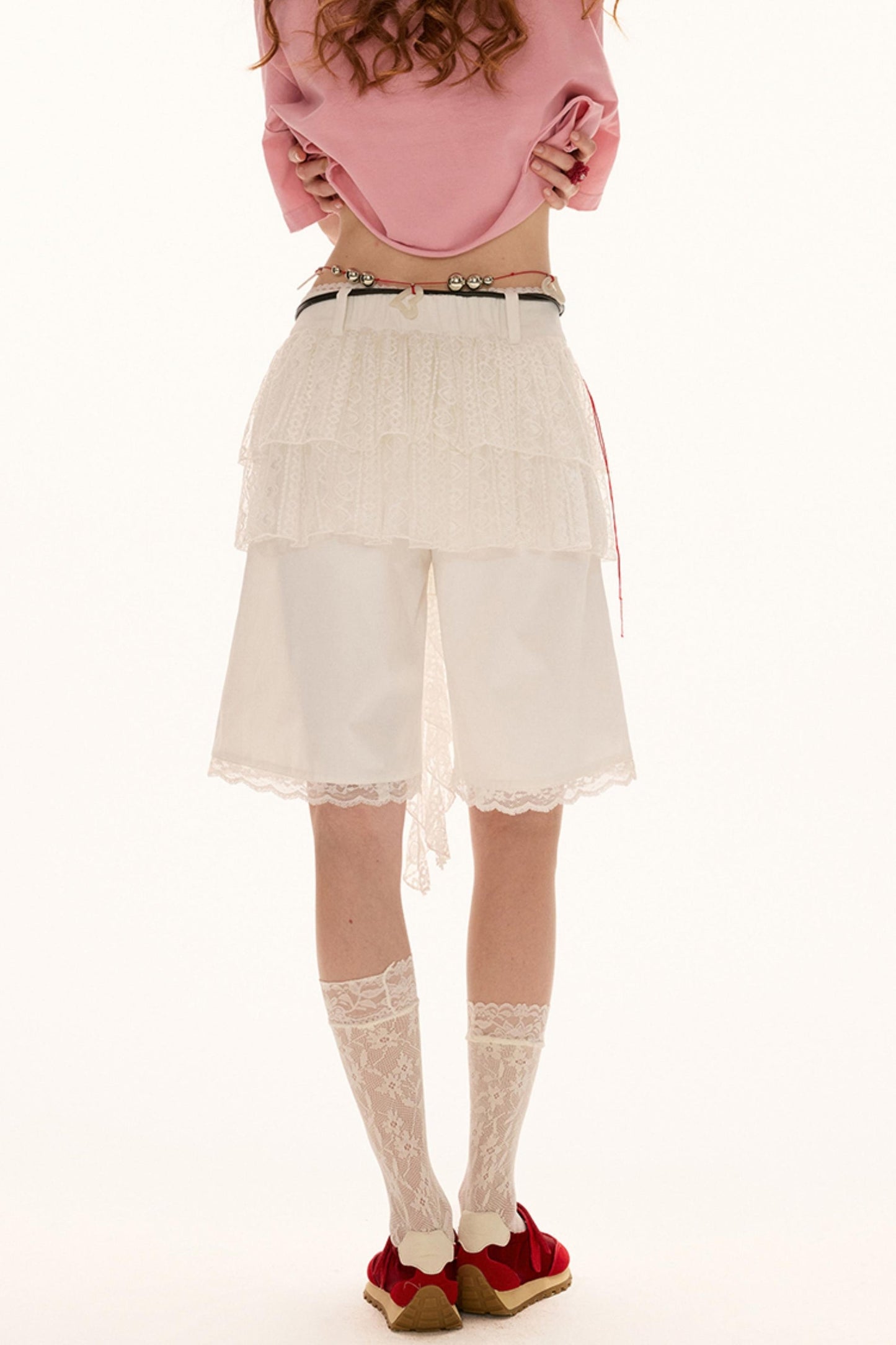 White Lace Layered Casual Shorts