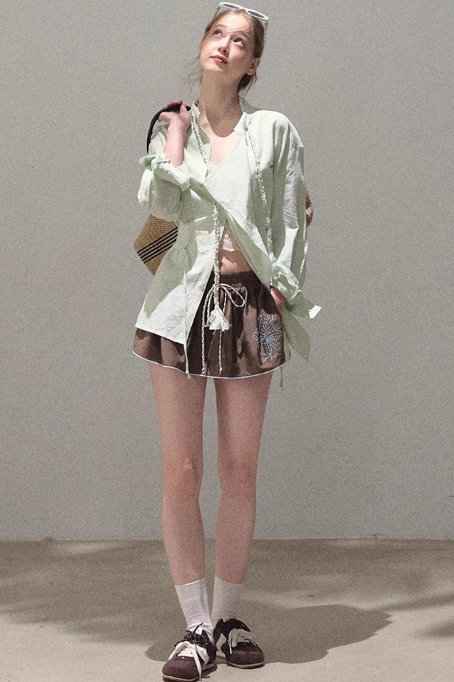 Striped Linen-Cotton Beaded Shirt