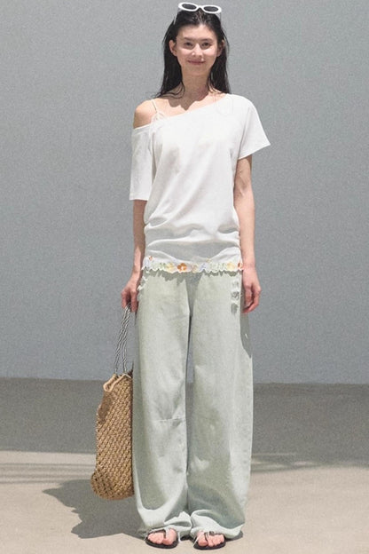 Cotton Off-the-Shoulder Embroidered Shirt