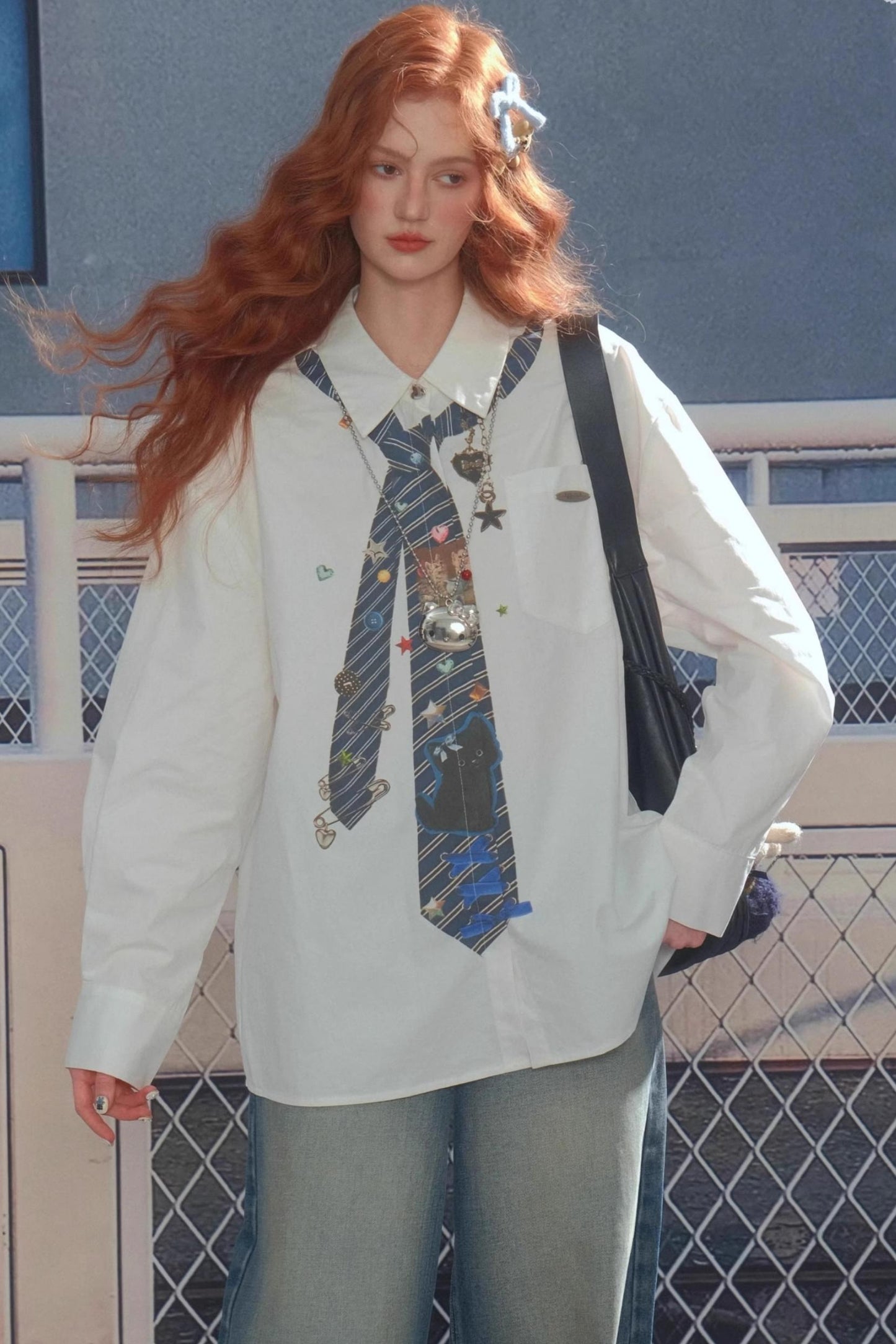 Retro Design Tie Print Shirt