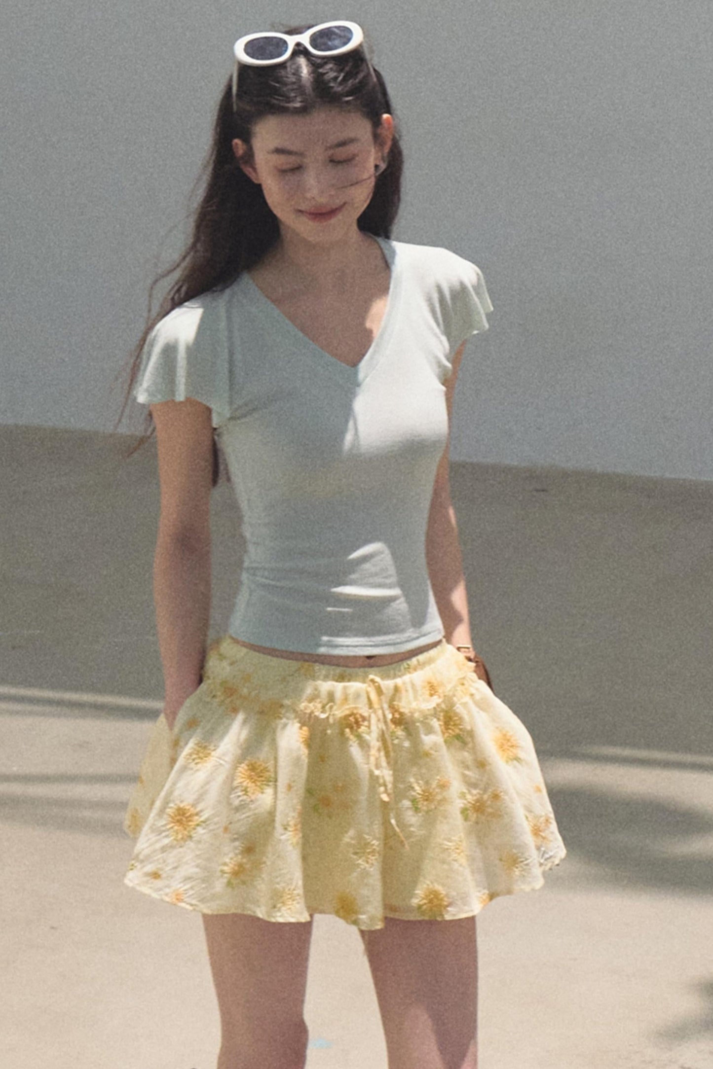 Embroidered Puffy A-Line Skirt