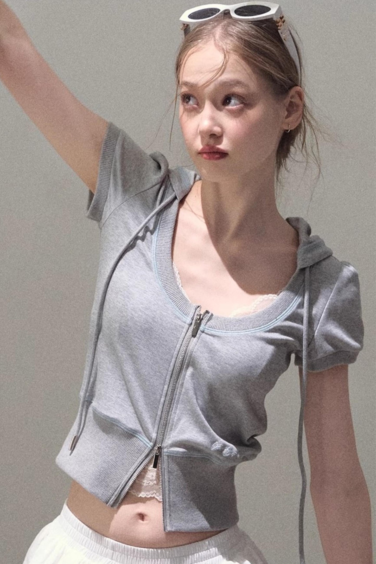 Color Block U-Neck Hooded Cardigan