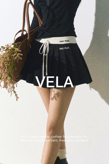 Double Waist Pleated A-Line Skirt