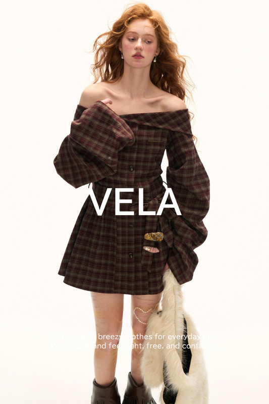 Vintage Plaid Bow Waist Dress