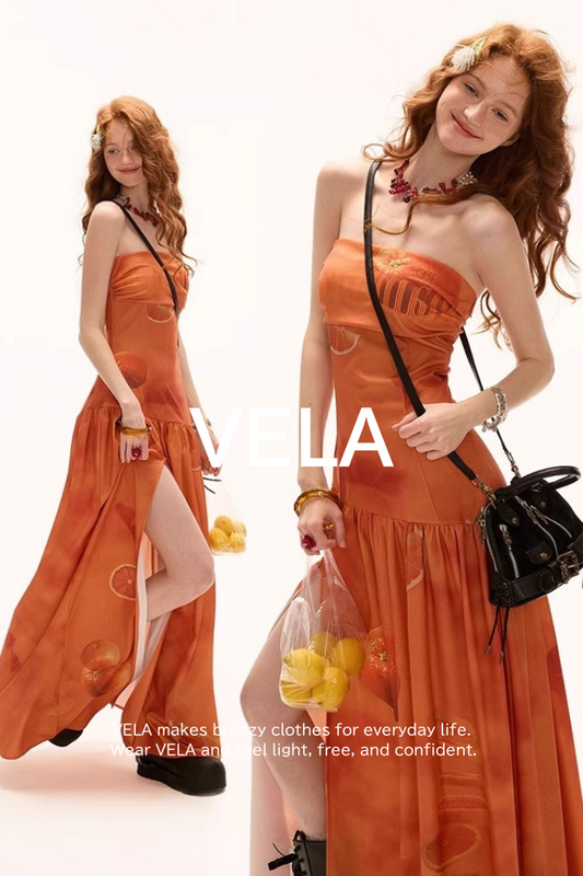 A Orange Vacation Bandeau Dress