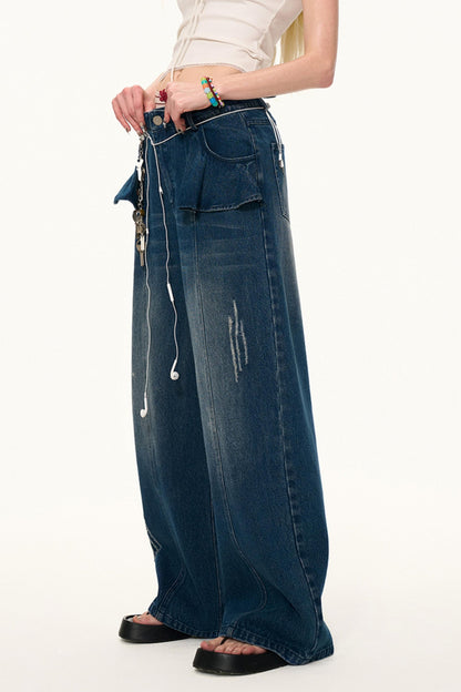 Vintage Black Lotus Leaf Jeans