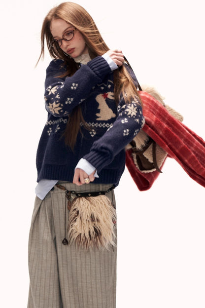 Snowflake Rabbit Knit Cardigan